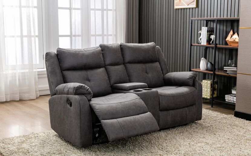 Janus Fabric 2 Seater Manual Recliner Sofa with Console