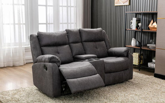 Janus Fabric 2 Seater Manual Recliner Sofa with Console